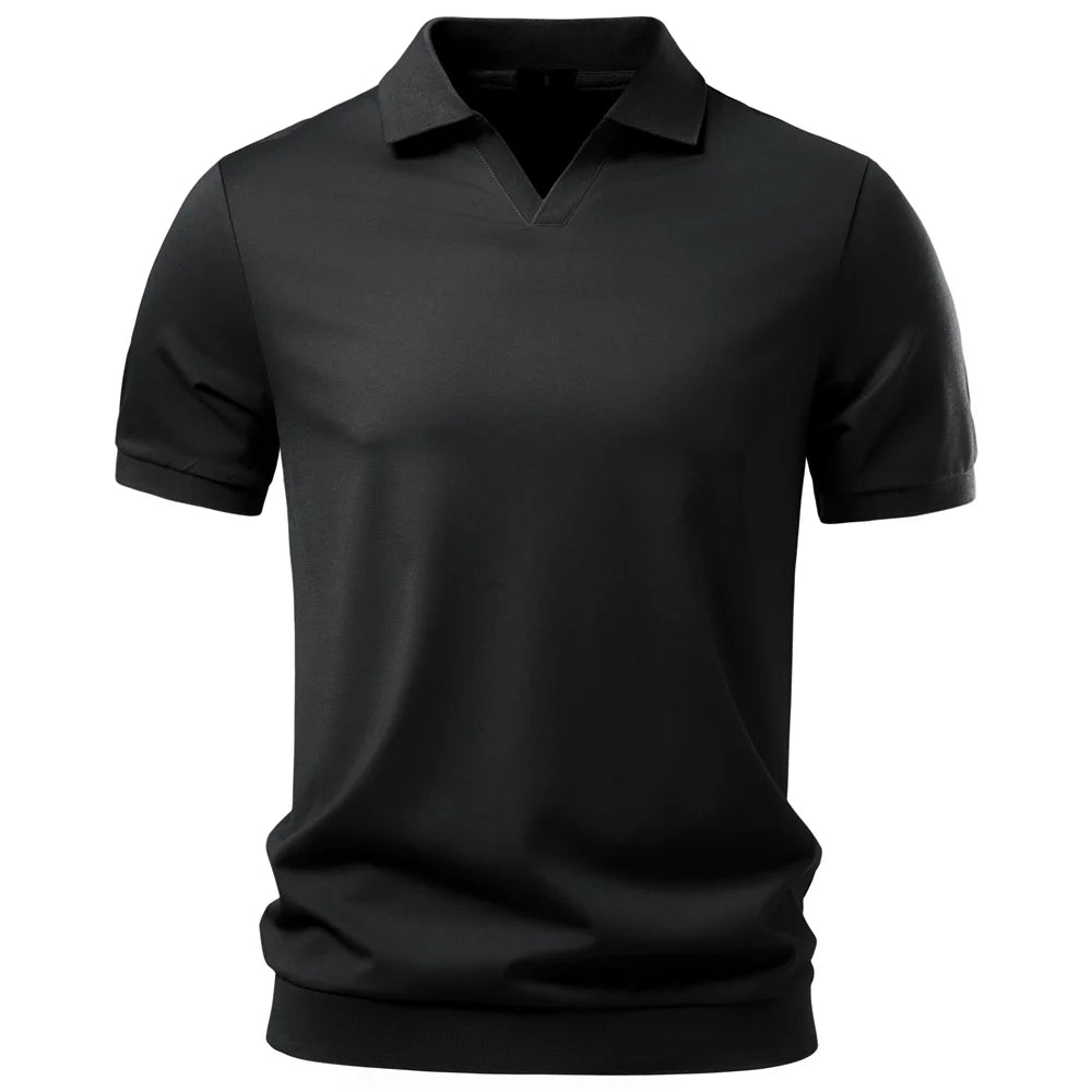 Men'S Breathable Silky Polo Shirt Solid Color Soft Skin-Friendly Casual Cool Old Money Style Male Polo Shirts