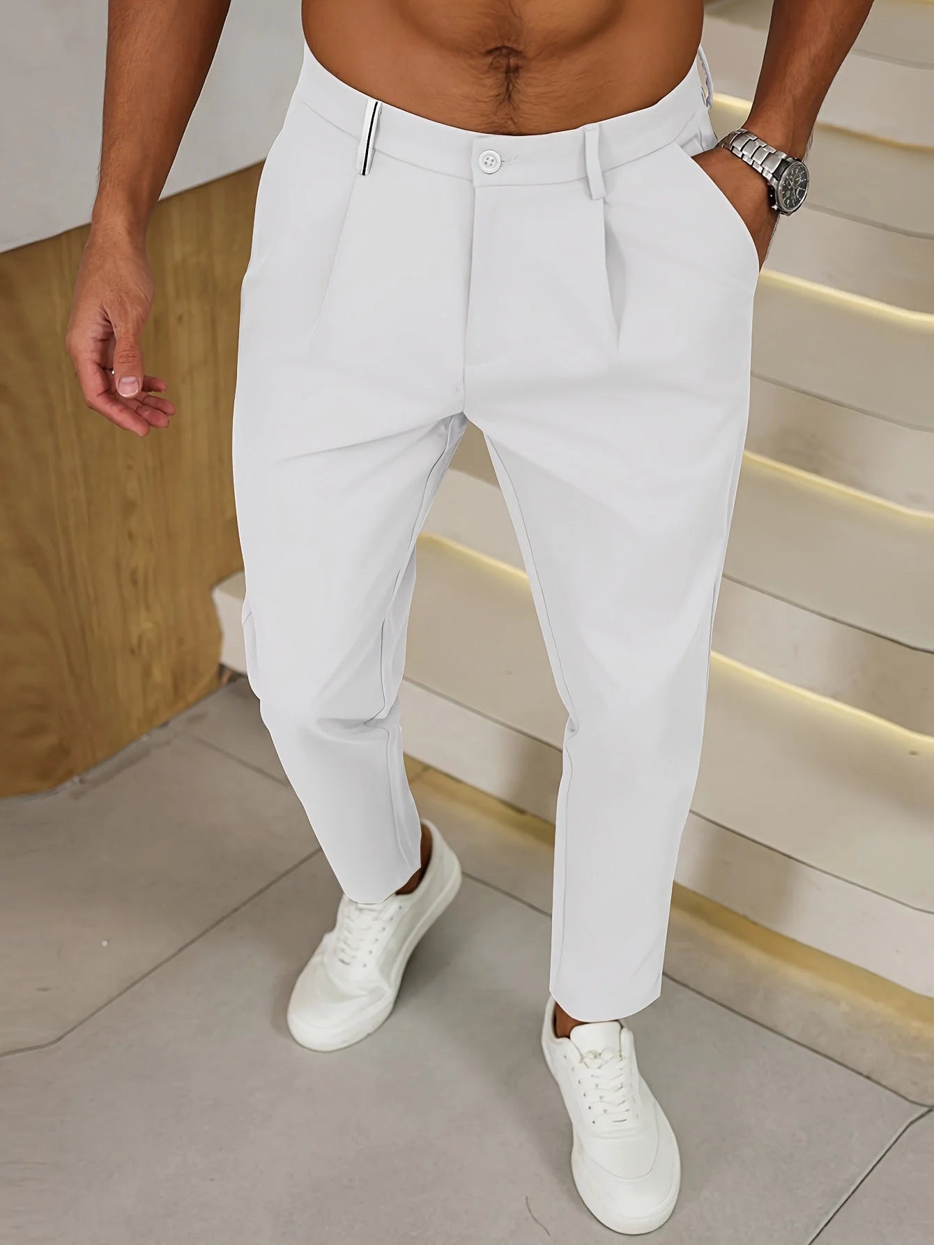 Pantalon Business Casual Avec Taille Haute Et Plis Pour Homme | Idéal Pour Le Bureau Ou Les Sorties Décontractées