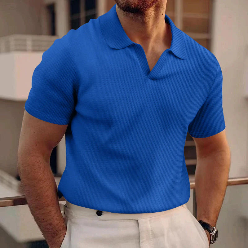 Knit Polo Shirt Men'S Casual Short Sleeve Textured Knitwear