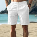 Men’S Linen Blend Tailored Fit Shorts Pleated Summer Casual Smart